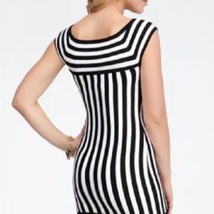 Bebe Monochrome Striped Backless Dress